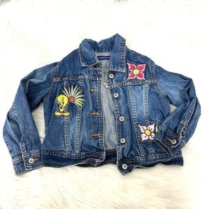 Vintage Kids Girls Tweety! Tweety Bird Patch Denim Jacket Size 4T